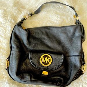 Michael Kors Fulton Black Leather Hobo Shoulder Bag